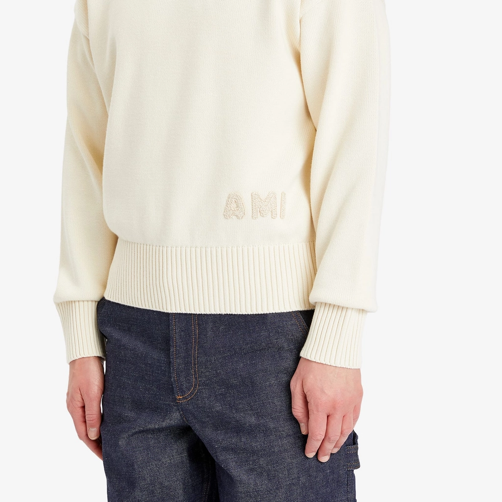 AMI Paris Men's Ami Crewneck Sweater White Cream
